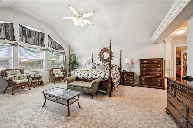 104 Inlet Dr, Slidell, LA 70458 - bedroom featuring vaulted ceiling, carpet flooring, and ceiling fan