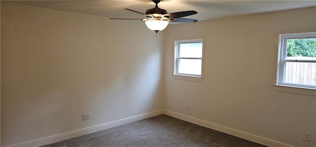 2641 Long Branch Dr, Marrero, LA 70072 - spare room with ceiling fan and dark colored carpet