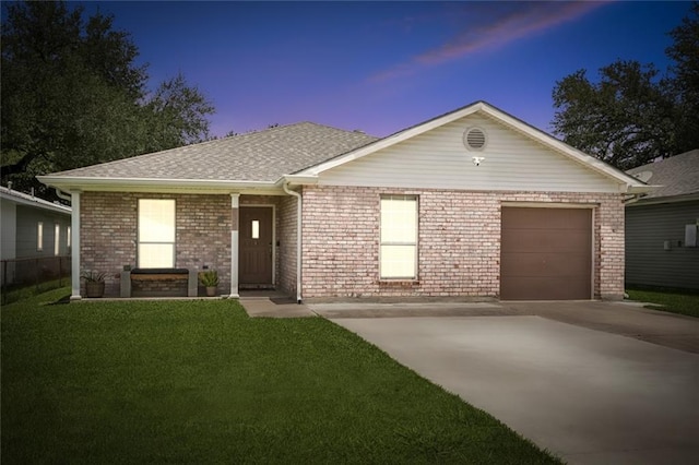 834 Mongrue St, Luling, LA 70070 - single story home with driveway, a garage, a lawn, brick siding, and roof with shingles