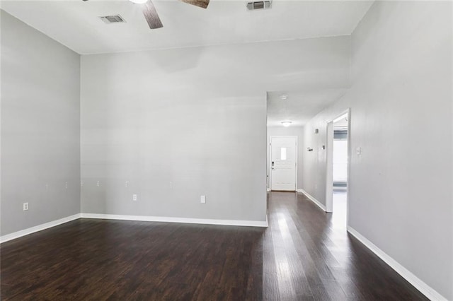 834 Mongrue St, Luling, LA 70070 - empty room featuring a ceiling fan and dark wood finished floors