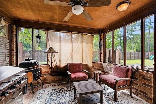 201 Milbank Ln, Pearl River, LA 70452 - sunroom / solarium featuring plenty of natural light, a ceiling fan, and an outdoor living space