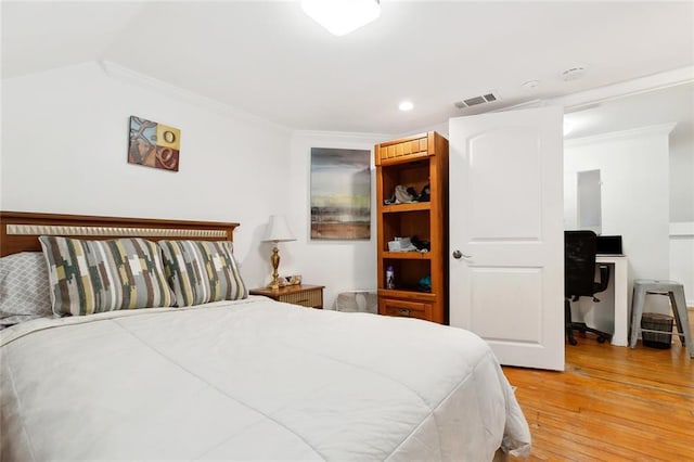 1801 Adams St, New Orleans, LA 70118 - bedroom with light wood-type flooring, ornamental molding, and recessed lighting