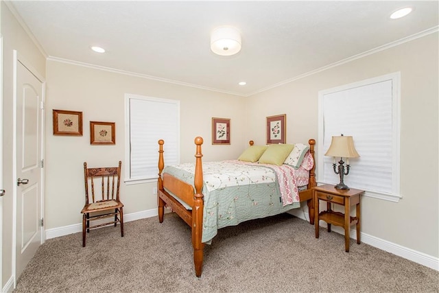 137 Diane Ave, River Ridge, LA 70123 - bedroom featuring light carpet, ornamental molding, and recessed lighting