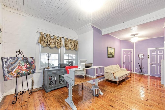 130 New Orleans Blvd, Houma, LA 70364 - living area featuring hardwood / wood-style floors, an office area, and lofted ceiling