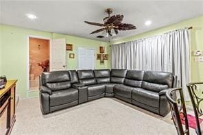 2936 General Ogden St, New Orleans, LA 70118 - living area featuring a ceiling fan and recessed lighting
