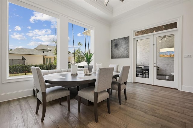 128 Juniper Ct, Mandeville, LA 70471 - dining space featuring ornamental molding and wood finished floors