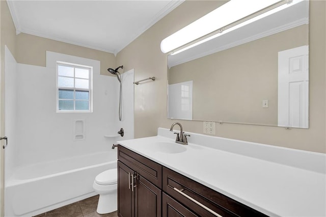 566 Welham Loop, La Place, LA 70068 - full bathroom with vanity, crown molding, washtub / shower combination, and tile patterned floors