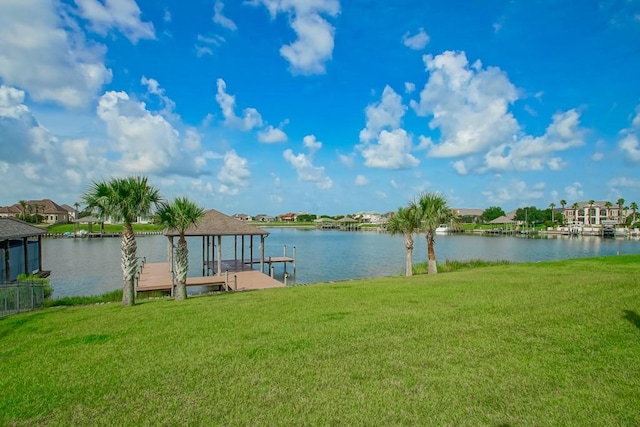 3012 Sunrise Blvd, Slidell, LA 70461 - dock area with a yard, a water view, and boat lift