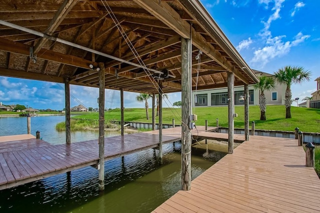 3012 Sunrise Blvd, Slidell, LA 70461 - dock area with a water view and a lawn