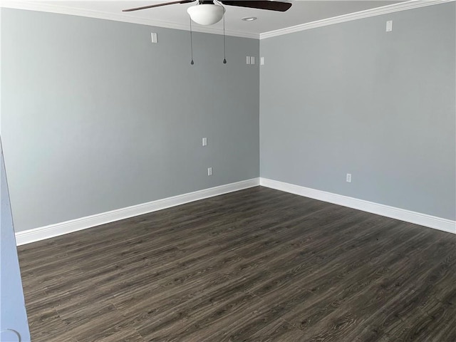 176 Meadowmoss Dr, Slidell, LA 70458 - empty room with a ceiling fan, ornamental molding, dark wood-type flooring, and recessed lighting