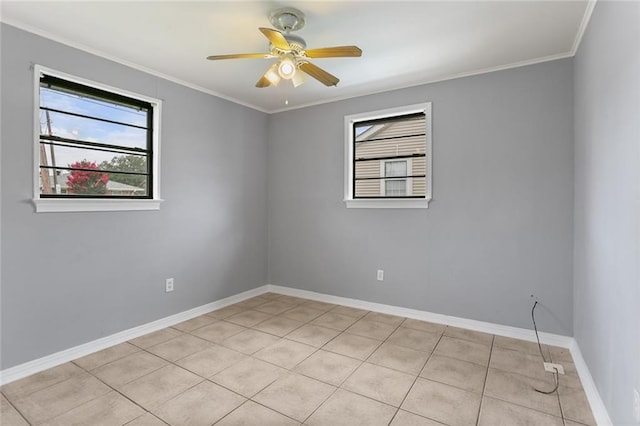 71315 Radiance St, Metairie, LA 70001 - empty room with a ceiling fan, crown molding, and light tile patterned flooring
