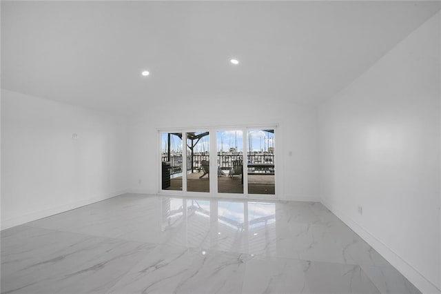 137 N Roadway St Unit 123, New Orleans, LA 70124 - unfurnished room featuring light marble finish floors, vaulted ceiling, and recessed lighting