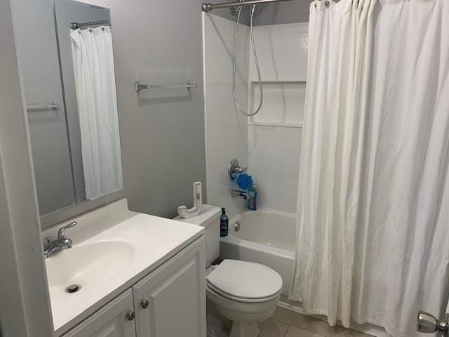 109 River Point Dr Unit E, Destrehan, LA 70047 - bathroom featuring vanity, shower / bathtub combination with curtain, and tile patterned floors