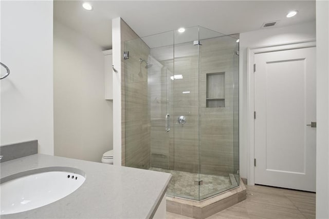 425 Notre Dame St Unit 201, New Orleans, LA 70130 - bathroom with recessed lighting, vanity, and a stall shower