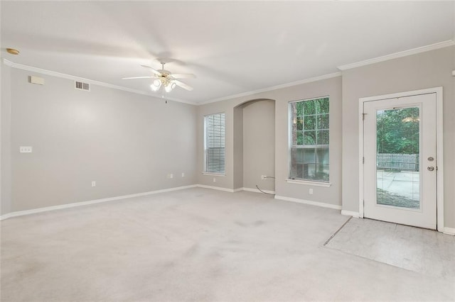 517 Spartan Dr Unit 8103, Slidell, LA 70458 - empty room with healthy amount of natural light, crown molding, ceiling fan, carpet floors, and a smoke detector