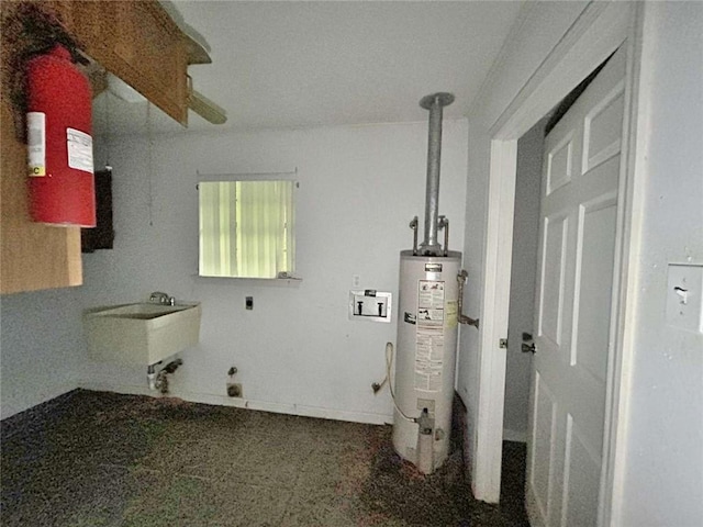 34050 Live Oak Ln, Slidell, LA 70460 - washroom featuring gas water heater, washer hookup, and hookup for an electric dryer