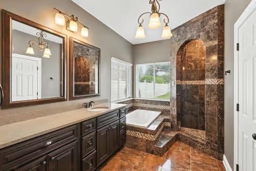 110 Woodchase Dr, Belle Chasse, LA 70037 - bathroom featuring a bath, vanity, and a tile shower