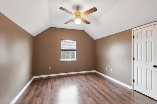 110 Woodchase Dr, Belle Chasse, LA 70037 - additional living space featuring ceiling fan, wood finished floors, and vaulted ceiling