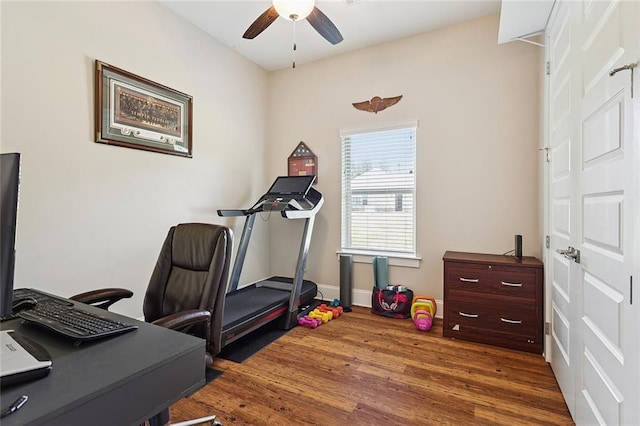 53131 S Bennett Rd, Independence, LA 70443 - home office with ceiling fan and wood finished floors
