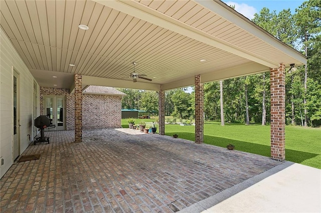 53131 S Bennett Rd, Independence, LA 70443 - view of patio with ceiling fan and french doors