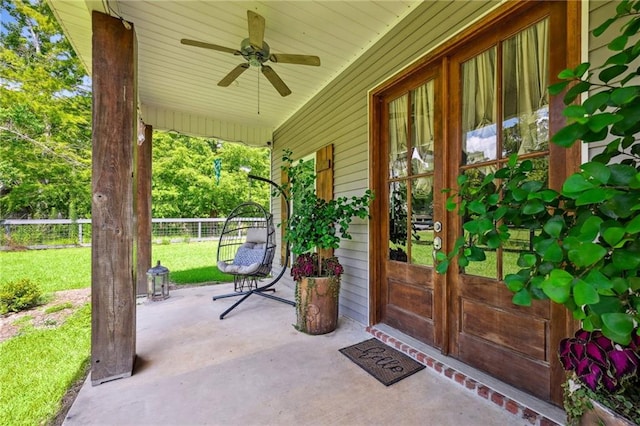 22101 Fletcher Rd, Ponchatoula, LA 70454 - property entrance featuring ceiling fan and french doors