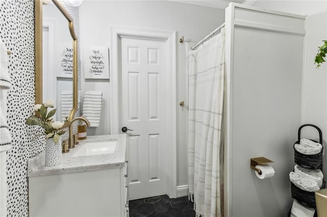 163 Tchefuncte Dr, Covington, LA 70433 - full bathroom featuring vanity and a shower with shower curtain