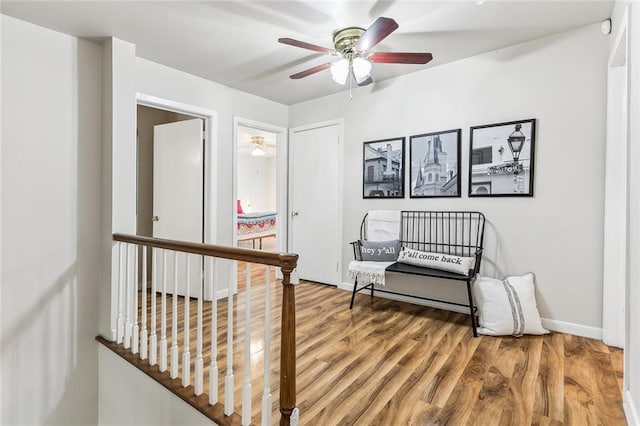 163 Tchefuncte Dr, Covington, LA 70433 - living area with a ceiling fan and wood finished floors