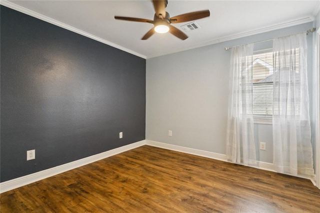 82 Melrose Dr, Destrehan, LA 70047 - unfurnished room featuring crown molding, ceiling fan, and wood finished floors