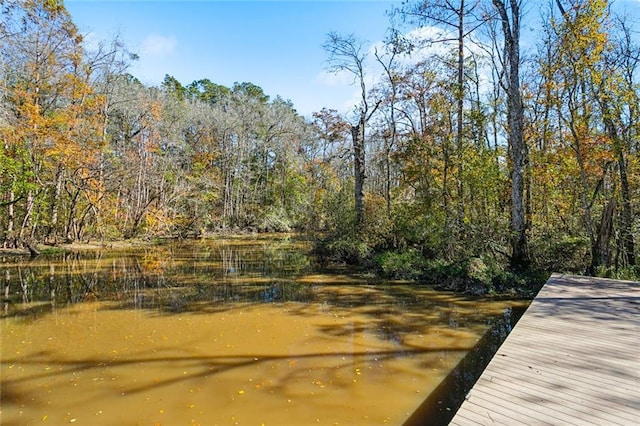 4233 Cypress Point Dr, Covington, LA 70433 - dock area featuring a wooded view