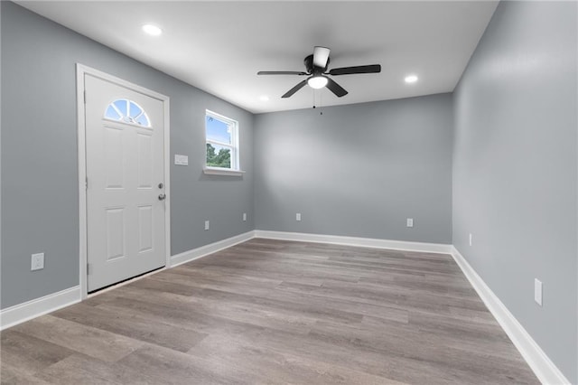 162628 Numa St, New Orleans, LA 70114 - entrance foyer featuring a ceiling fan, recessed lighting, and wood finished floors