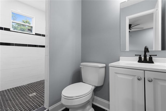 162628 Numa St, New Orleans, LA 70114 - bathroom with a stall shower, ceiling fan, and vanity