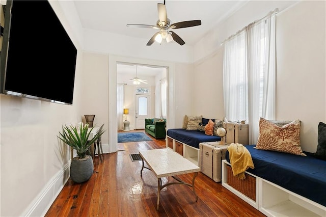 332426 Banks St, New Orleans, LA 70119 - living area with ceiling fan and hardwood / wood-style flooring