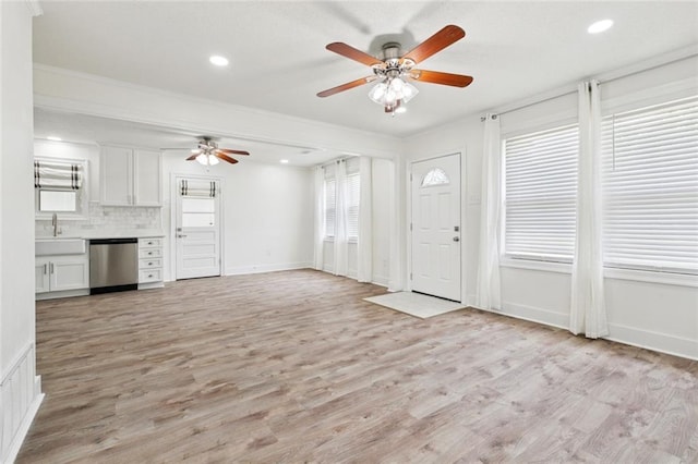 1112 Kent Ave, Metairie, LA 70001 - entrance foyer with a ceiling fan, light wood-style flooring, and recessed lighting