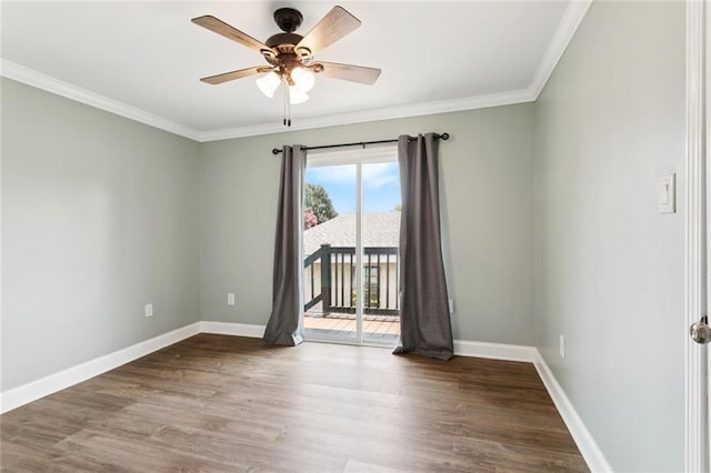 8021 Shirley St, Metairie, LA 70003 - unfurnished room with wood finished floors, ornamental molding, and ceiling fan
