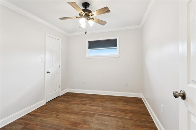 8021 Shirley St, Metairie, LA 70003 - unfurnished room featuring crown molding, dark wood-type flooring, and ceiling fan