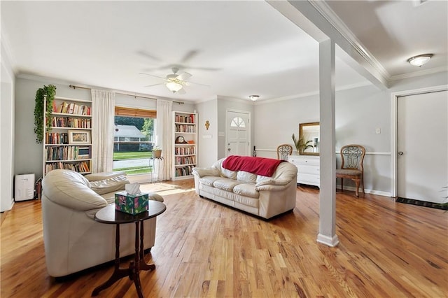 2638 Gallinghouse St, New Orleans, LA 70131 - living room featuring ceiling fan, crown molding, and wood finished floors
