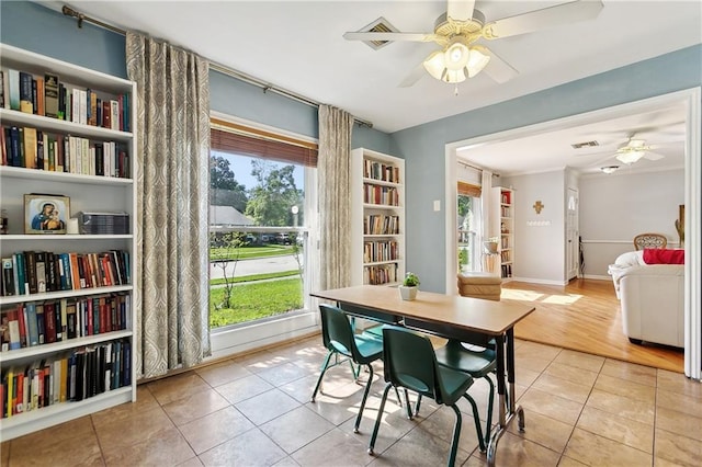 2638 Gallinghouse St, New Orleans, LA 70131 - dining space featuring ceiling fan, tile patterned flooring, and healthy amount of natural light