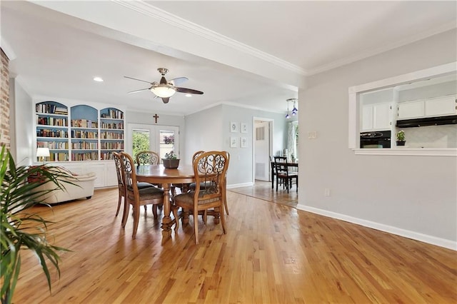 2638 Gallinghouse St, New Orleans, LA 70131 - dining space with light wood-style floors, ceiling fan, crown molding, and recessed lighting