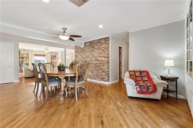 2638 Gallinghouse St, New Orleans, LA 70131 - dining room featuring crown molding, a ceiling fan, light wood finished floors, and recessed lighting