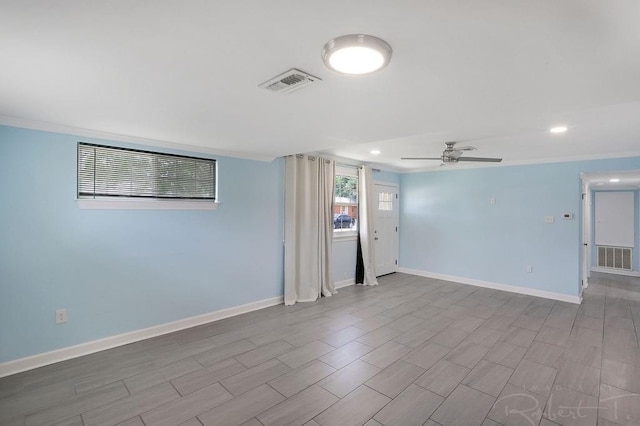 405 Jade Ave, Metairie, LA 70003 - unfurnished room featuring a ceiling fan, recessed lighting, and ornamental molding