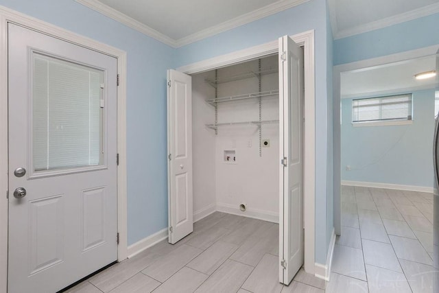 405 Jade Ave, Metairie, LA 70003 - laundry room with hookup for an electric dryer, hookup for a washing machine, and crown molding