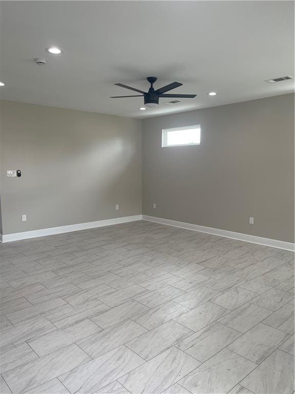 680 Hunterbrook Dr, Gretna, LA 70056 - spare room with recessed lighting, a ceiling fan, and a smoke detector