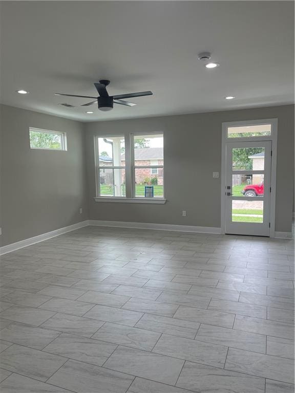 680 Hunterbrook Dr, Gretna, LA 70056 - unfurnished room featuring ceiling fan, a smoke detector, and recessed lighting