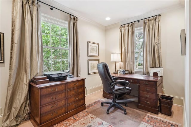 450 Fairway Dr, New Orleans, LA 70124 - office space with ornamental molding and recessed lighting