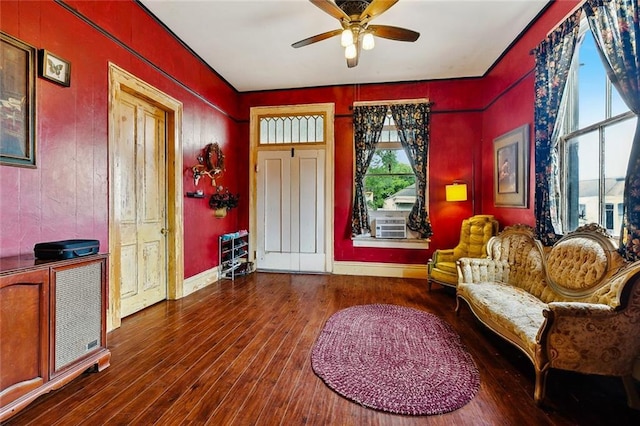 1421 Kentucky St, New Orleans, LA 70117 - entryway with plenty of natural light, wood-type flooring, a ceiling fan, and cooling unit
