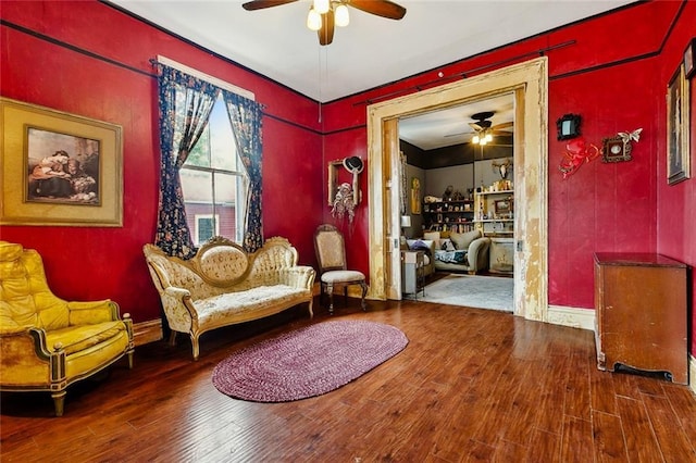 1421 Kentucky St, New Orleans, LA 70117 - living area featuring ceiling fan and wood finished floors