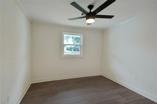 5613 Morton St, Metairie, LA 70003 - empty room featuring dark wood finished floors, ceiling fan, and ornamental molding