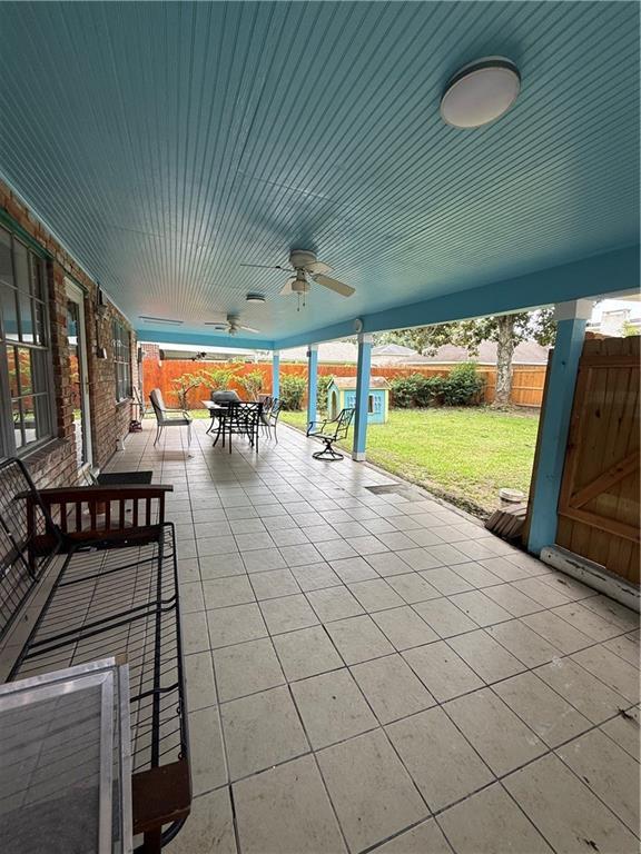 3757 Mimosa Ct, New Orleans, LA 70131 - view of patio / terrace with outdoor dining space and a ceiling fan