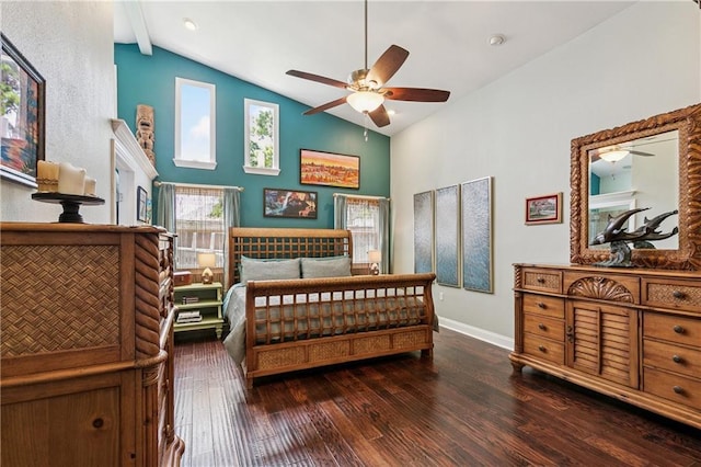 6744 Canal Blvd, New Orleans, LA 70124 - bedroom with hardwood / wood-style flooring, high vaulted ceiling, and beamed ceiling