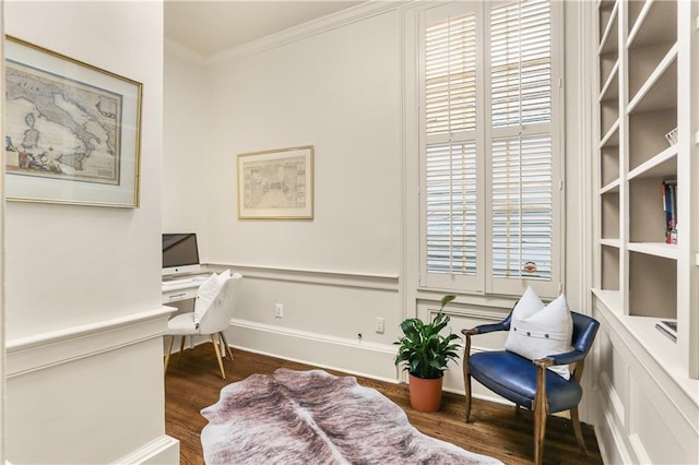 3325 Coliseum St, New Orleans, LA 70115 - home office with ornamental molding and wood finished floors